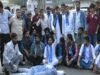 NSUI ने गृह मंत्री अमित शाह का फूंका पुतला कहा अमित शाह को देश के जनता से माफी मांगनी होगी